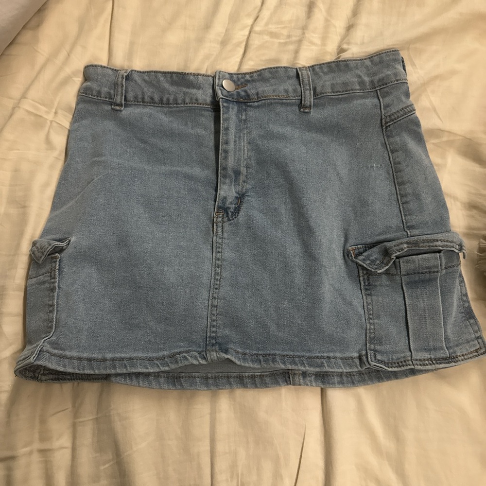 Denim Mini Skirt with Pockets